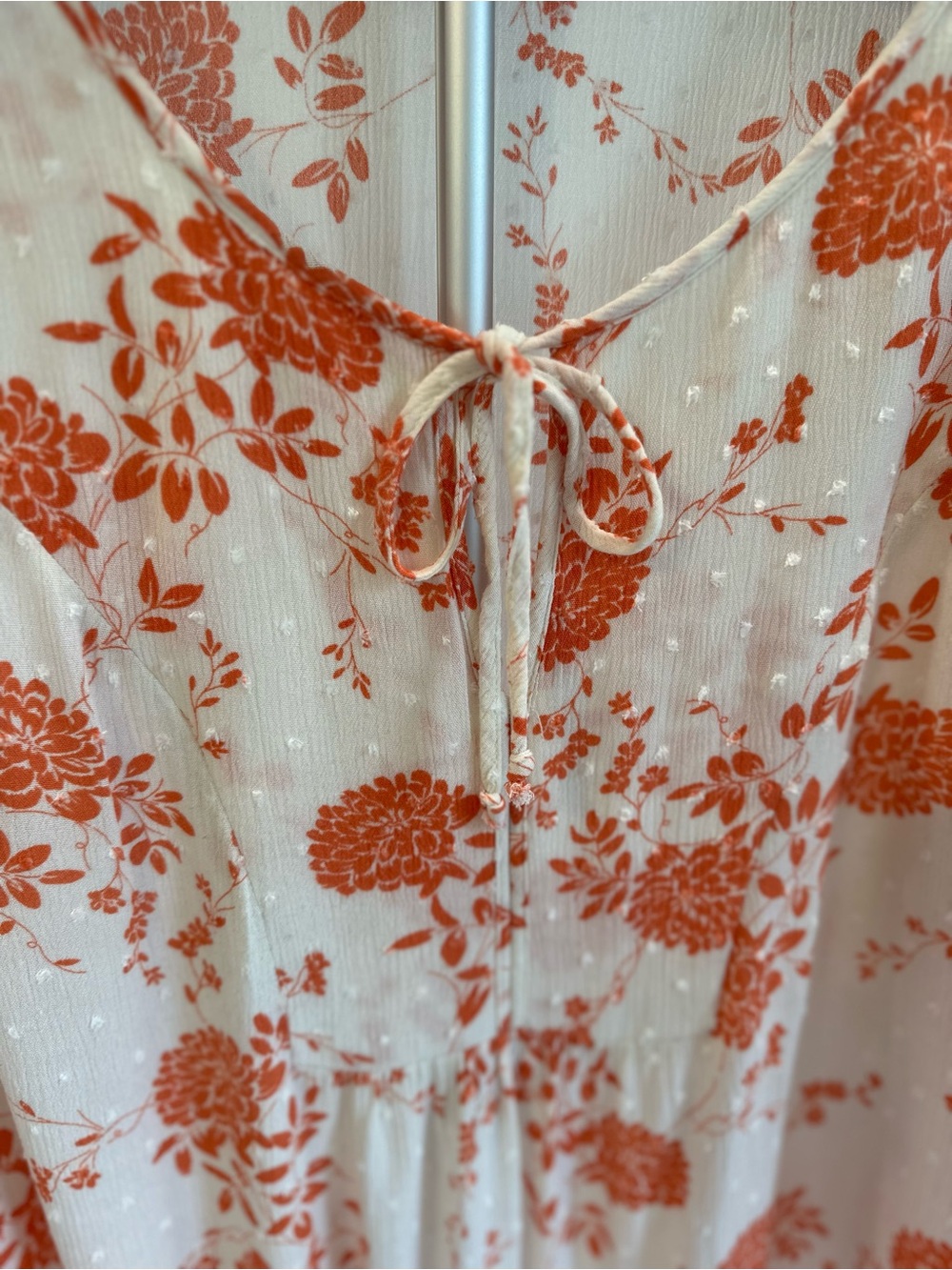 Plus-sized Papermoon Cream Tunic with Orange Floral Tie